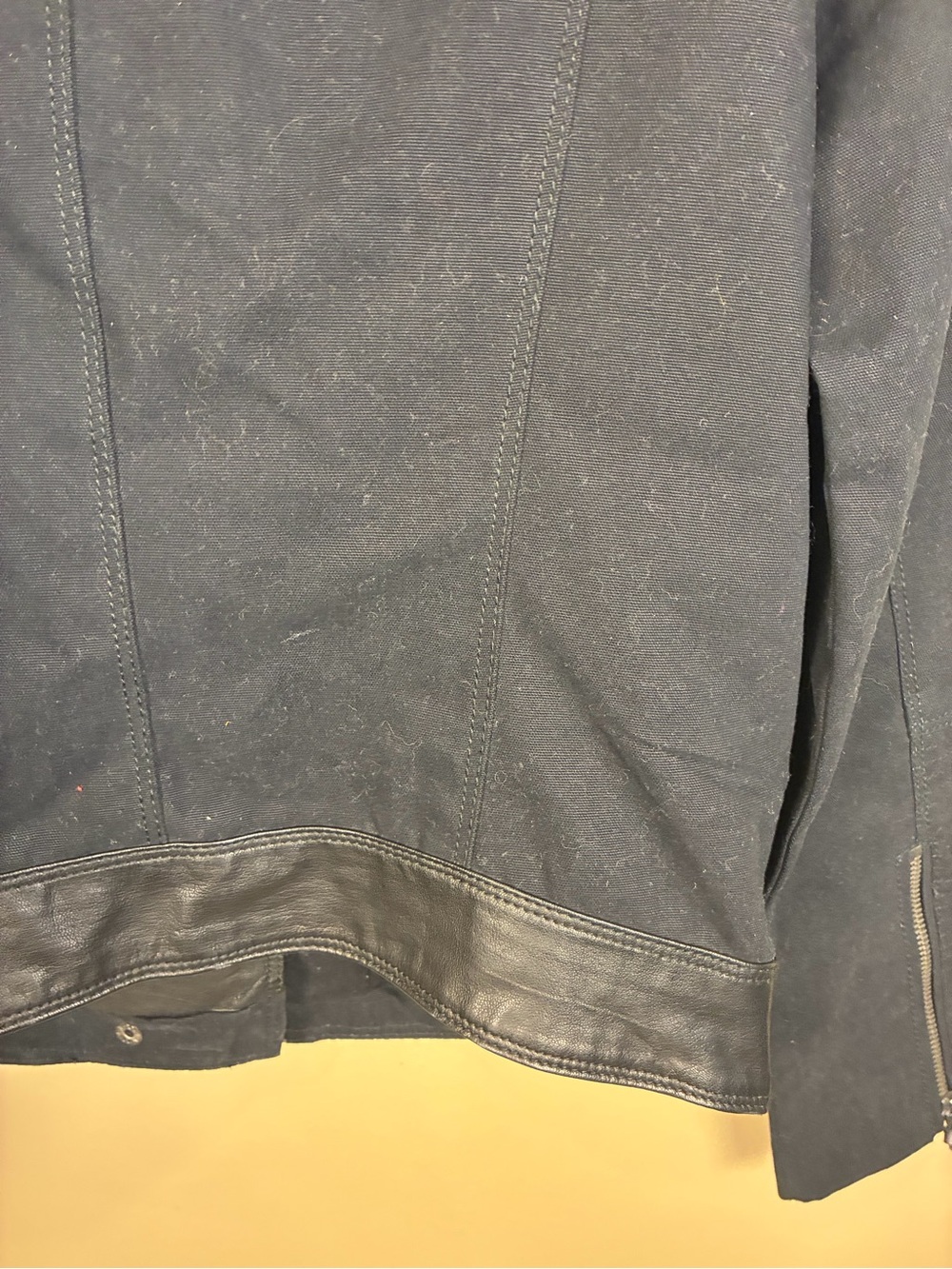 Lucky Brand Goat Leather Trim Moto Zip Up Jacket - Picture 12 of 13